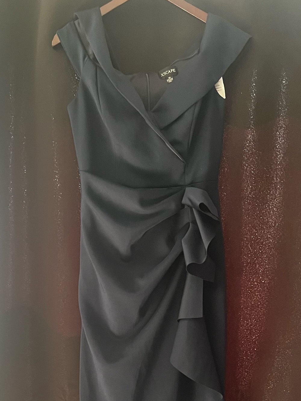 Elegant Navy Ruffle Dress